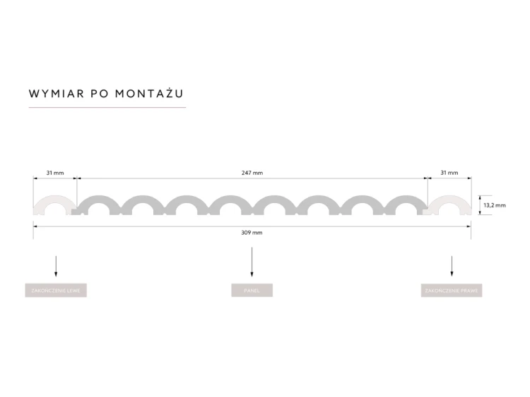 wymiar po montażu Panel WP001P